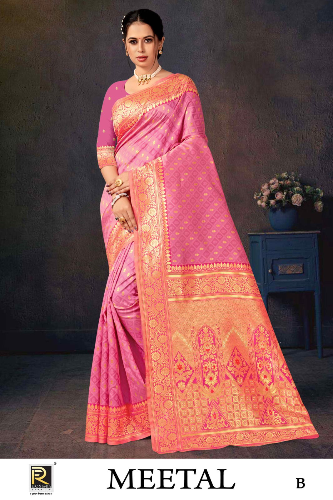 Ronisha Meetal Designer Banarasi Silk Saree Catalog
